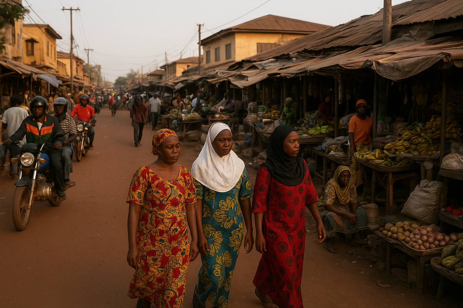 Traders and okada riders move through Lafia’s market road as campaign concerns center on pay, security and jobs
